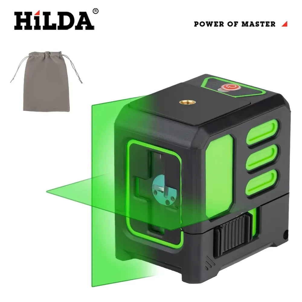HILDA Laser Level Meter 2-Line Cross Green Level Laser Horizontal & Vertical Nivel Laser Self-Leveling лазерный уровень Men Gift Beauty World Shop