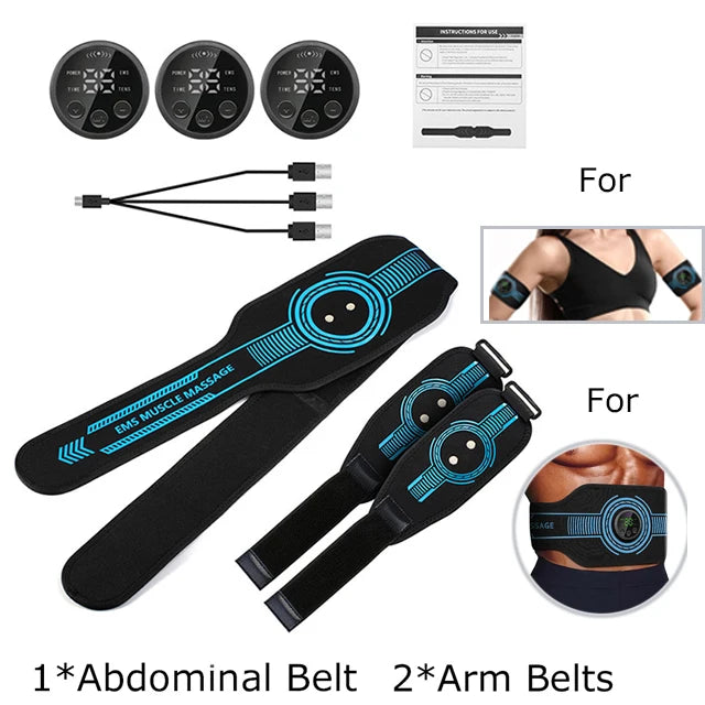 EMS Muscle Stimulation Belt Electric ABS Stimulator Trainer EMS Abdominal Exerciser Toning Belts Arm Leg Back Fitness Massager Beauty World Shop
