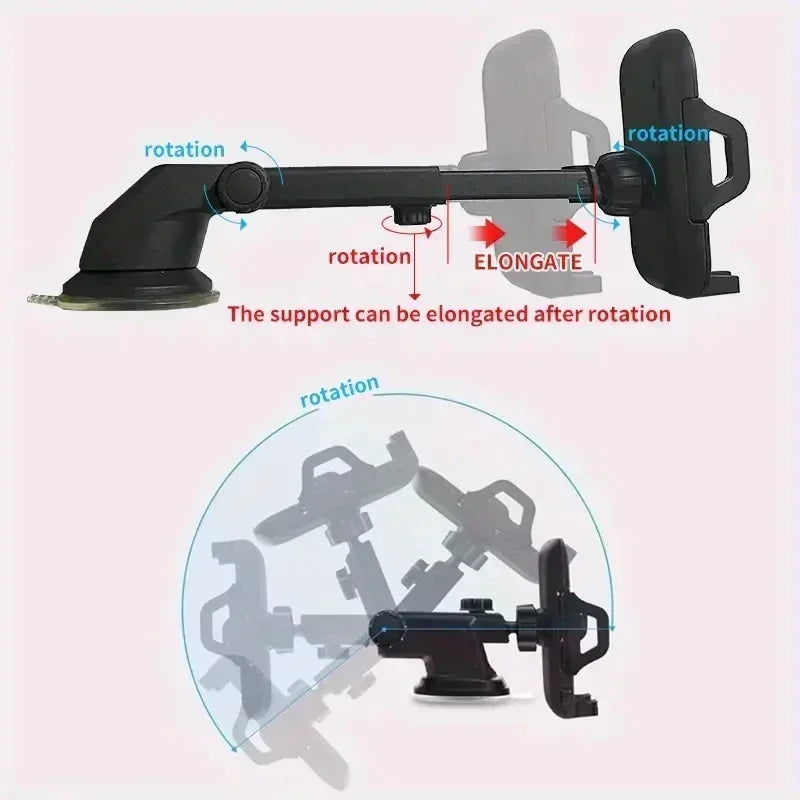 360° Windshield Car Phone Holder Car Dashboard Mobile Cell Support Bracket Universal Sucker for iPhone 16 15 14 Samsung Xiaomi Beauty World Shop