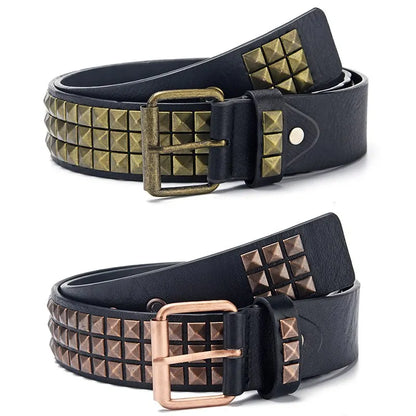 Fashion New Square Bead Rivet Belt Metal Pyramid Belt Men and Women Punk Hardware Jeans Belt Y2K Belt Designer Belt Women's Belt Beauty World Shop