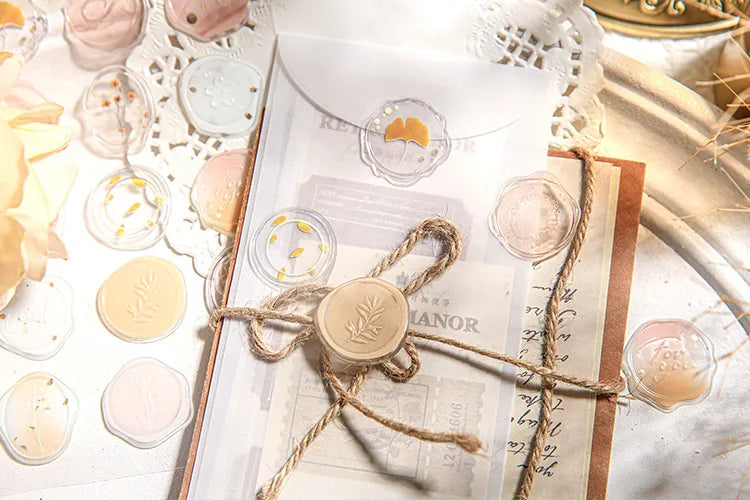 Mr.Paper 4 Style Fire Paint Seal Drip Glue Stickers Good-Looking Envelopes Sealing Paste Handbook Decoration Sticker Stationery Beauty World Shop