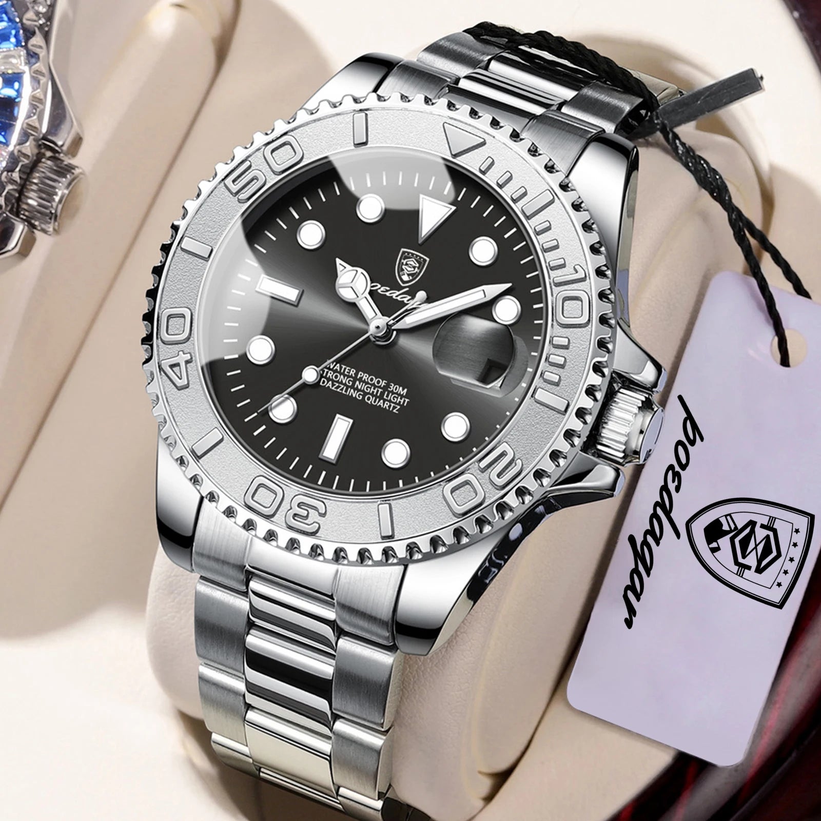 POEDAGAR Casual Fashion Man Wristwatch Waterproof Luminous Date Exquisite Men Watch Stainless Steel Classic Men's Quartz Watches Beauty World Shop