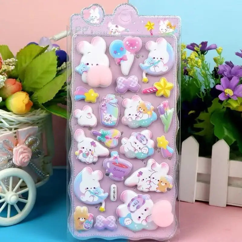 1 Sheet 3D Cute Animal Butt Stickers, Stress Relief Puffy Squishy Sticker for DIY Scrapbook Guitar Phone Case Laptop Decal Beauty World Shop