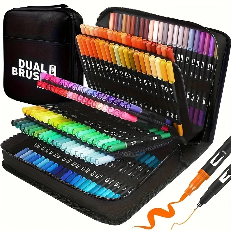 Vibrant Double-Ended Watercolor Markers – Art Set for Drawing & Crafts, Durable Plastic Bodies, Christmas Gift Beauty World Shop