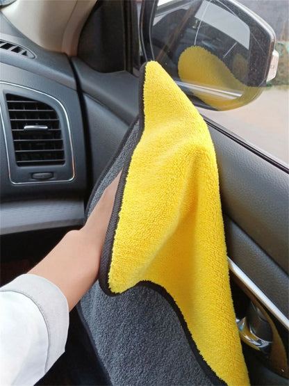 1/2/6pcs Microfiber Cleaning Towel Thicken Soft Drying Cloth Car Body Washing Towels Double Layer Clean Rags Car Accessories Beauty World Shop