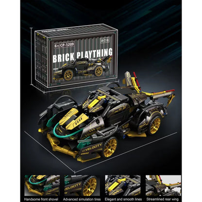 2026 Hot Building Block Racing Car V12 Building Block Car Black and Gold Accessories Fine Desktop Wooden Model Car Birthday Gift Beauty World Shop