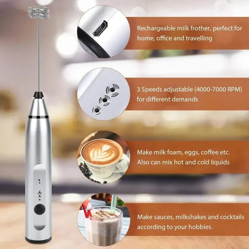 Portable Electric Milk Frothers Handheld Blender USB Mini Coffee Maker Whisk Mixer Cappuccino Cream Egg Beater Food Blender Beauty World Shop