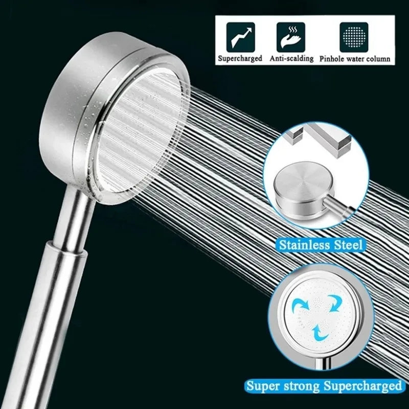SUS 304 Stainless Steel Bathroom Handheld Shower Head High Pressure Water Saving Sprayer Nozzle Supercharged Rainfall Showerhead Beauty World Shop