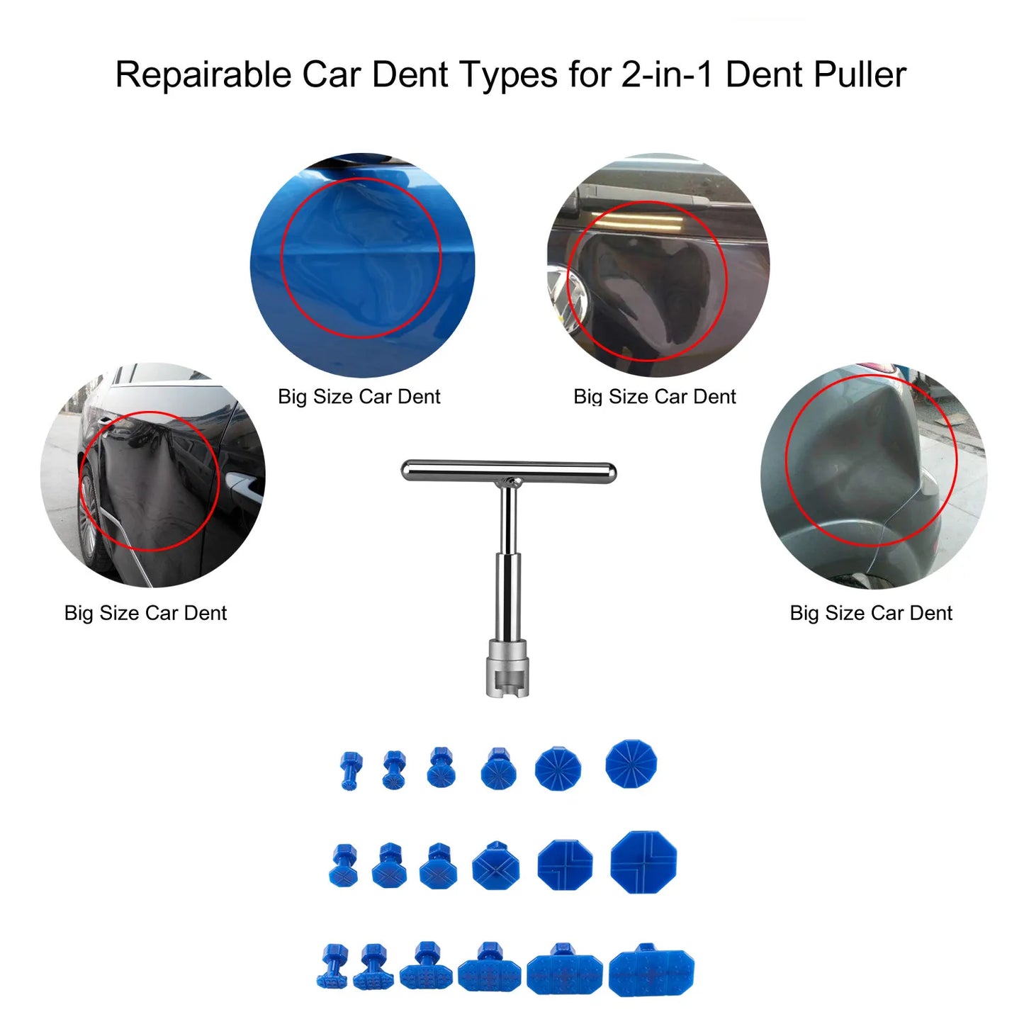 Car Dent Repair Puller, Car Repair Tools Kit With 18pcs Plastic Glue Tabs plastiT-Handle Dent Remover Universal For Car Accessor Beauty World Shop