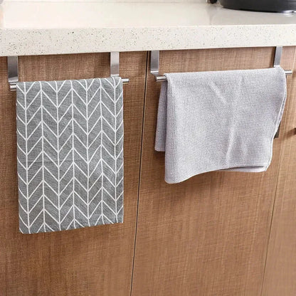 1Pcs Towel Rack Over Door Towel Bar Hanging Holder Stainless Steel Bathroom Kitchen Cabinet White Black Towel Rag Shelf Hanger Beauty World Shop