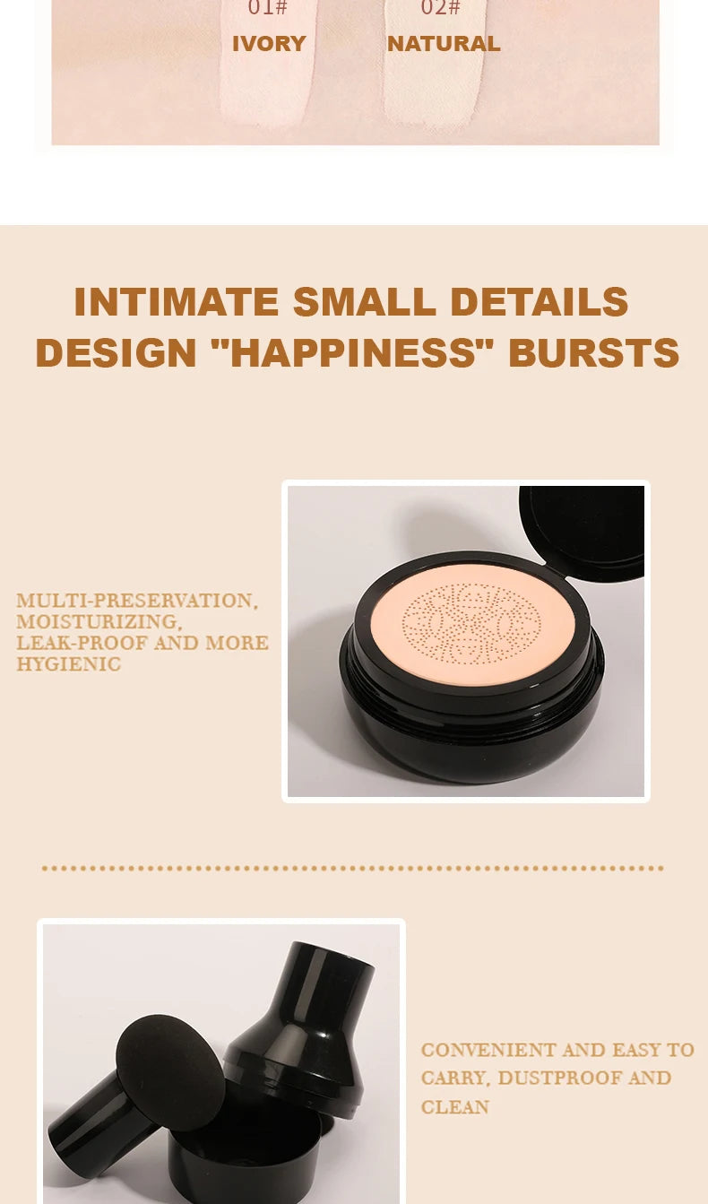 Ocheal BB Cream Air Cushion Compact Make Up Foundation Concealer Cream for Face Cosmetics Makeup Mushroom Head Puff Beauty World Shop