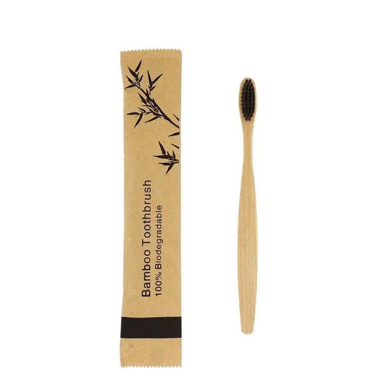 100Pcs Children's Colorful Natural Bamboo Toothbrush ,Soft Bristle Charcoal Teeth Whitening  Soft Dental Oral Care Beauty World Shop