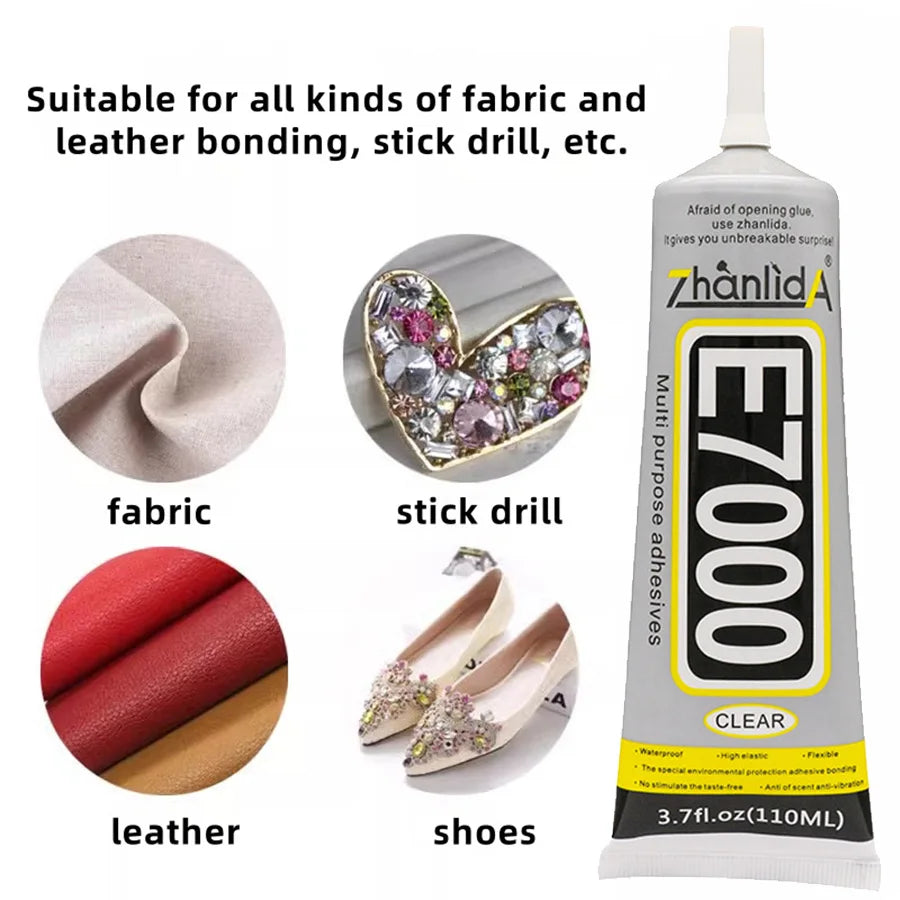 E7000 Glue Clear Contact DIY Cloth Fibre Fabric Adhesive Multipurpose for Wedding Dress Leather Bag Diamond Glass Beauty World Shop