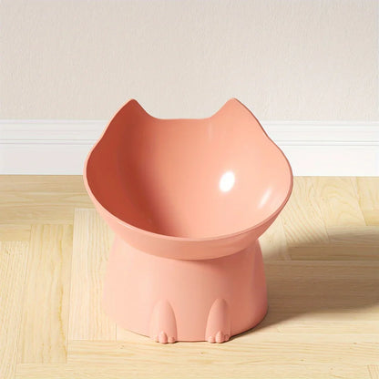 1pcs WhiskerWare Elevated Cat Bowl, Anti-Tip Plastic Raised Pet Feeding Dish with Tilted Edge, Neck Protection Kitty Food Beauty World Shop