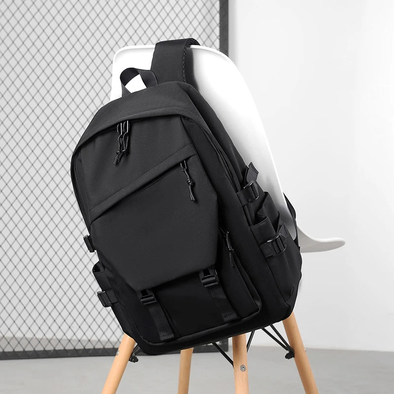 One 15 Inch Polyester Waterproof Solid Color Simple Men's Backpack Fashion Couple Student Computer Backpack Beauty World Shop