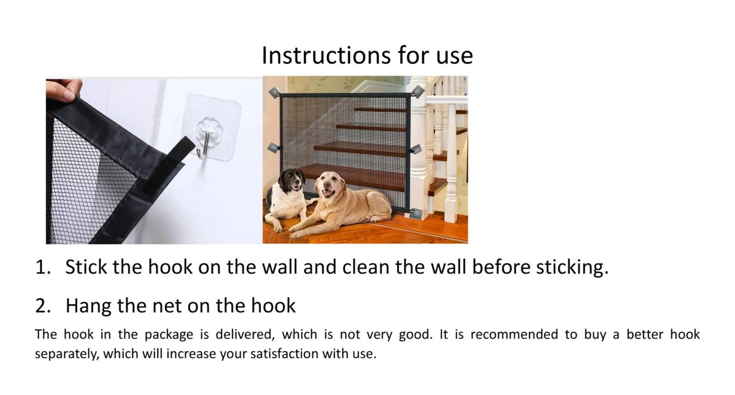Heavy Duty Dog Barrier Fence with Hooks Insulated Net Foldable Breathable Mesh Mirror Door Pet Security Gate for Indoor Outdoor