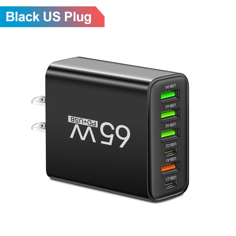USB Charger 65W Mobile Phone Charger Fast Charging For Xiaomi Samsung Huawei P70 Travel Charger Adaptor For iPhone Quick Charger Beauty World Shop