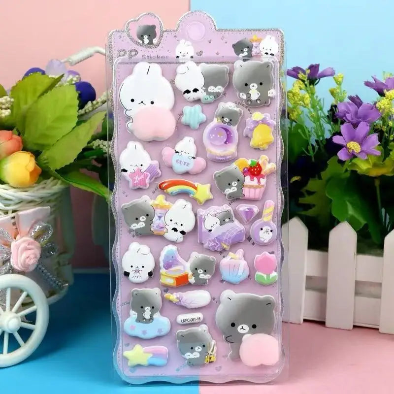 1 Sheet 3D Cute Animal Butt Stickers, Stress Relief Puffy Squishy Sticker for DIY Scrapbook Guitar Phone Case Laptop Decal Beauty World Shop