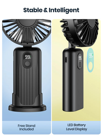 TOPK Portable Mini Fan,2400mAh USB Rechargeable Hand Neck Fan 3in1 Personal Electric Fan Standing Fans for Room Camping Foldable Beauty World Shop