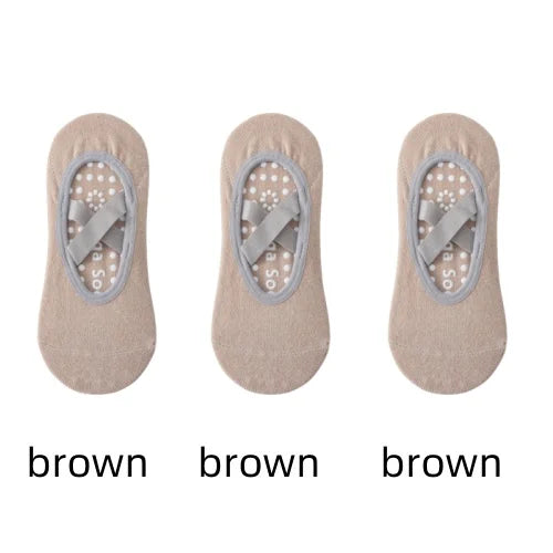 1/ 3Pair Professional Women Yoga Sock Silicone Anti-slip Ballet Pilates Socks Women Backless Breathable Bandage Yoga Sport Socks Beauty World Shop