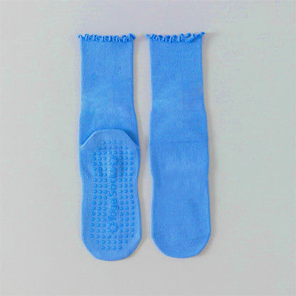 Yoga socks, boneless mid tube socks, sports anti slip thin fit, fitness Pilates combed cotton women's socks Beauty World Shop