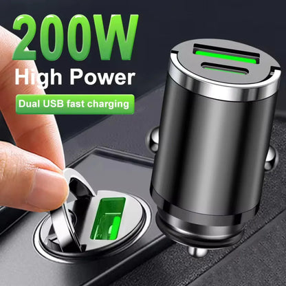 200W mini car charger fast charging for iPhone QC3.0 mini PD USB Type C car mobile phone charger for Xiaomi Samsung Huawei Beauty World Shop
