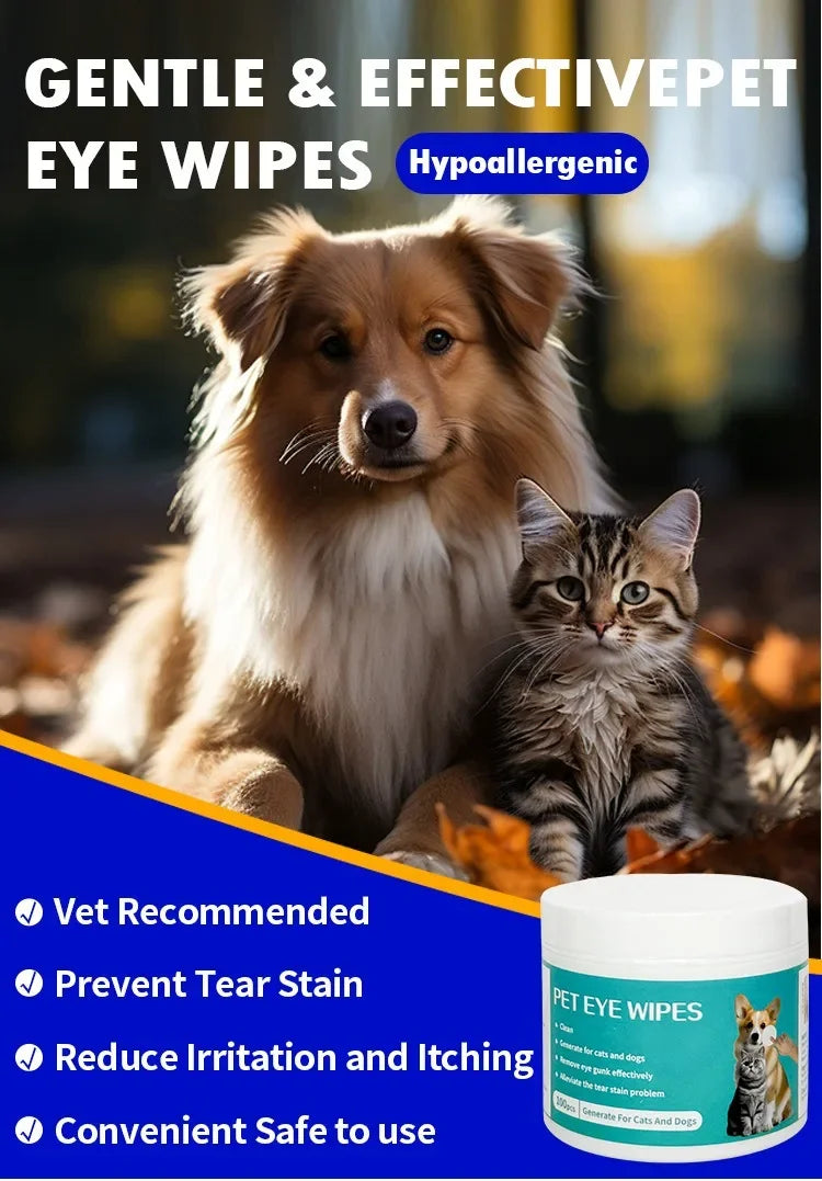 Pet Cleaning Products Eye Wipes To Remove Tear Marks Cleaning Wet Tissues Cat Wiping Eyes Removing Tear Marks and Cleaning Pet Beauty World Shop