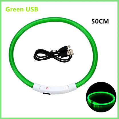 USB Rechargeable Luminous Collar Adjustable Led Glowing Dog Collar for Large Small Dogs Cat Night Light Collar Pet Safety Harnes Beauty World Shop