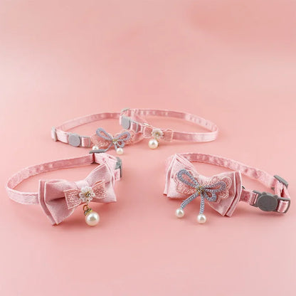 Pet Collar Pink Lace Bow Hanging Bead Cat Choker Bell Dog Cat Supplies Pet Accessories Dog Accessories Dog Cat Products Beauty World Shop