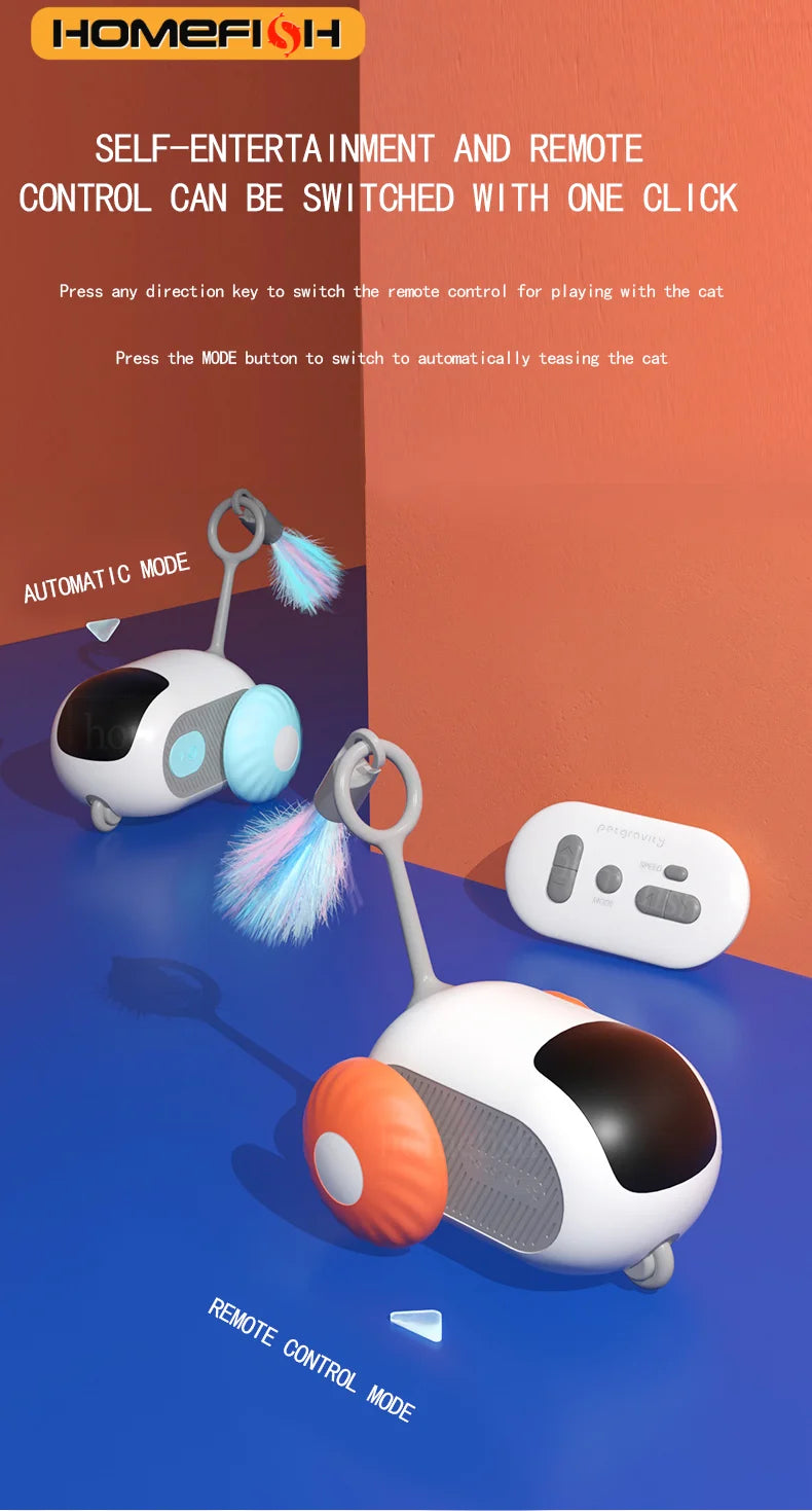 Smart Cat Car 2 Modes Automatic Moving Remote Controlled Car for Cats Dogs Interactive Playing Kitten Training Pet Supplies Beauty Fashion