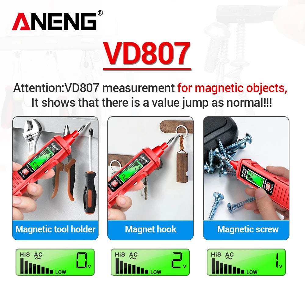 ANENG VD807 One-word Induction Portable 50/60Hz Smart Electric Pen Tester NCV Sensor AC 12-300V Non-contact Wire Detector Tools Beauty World Shop