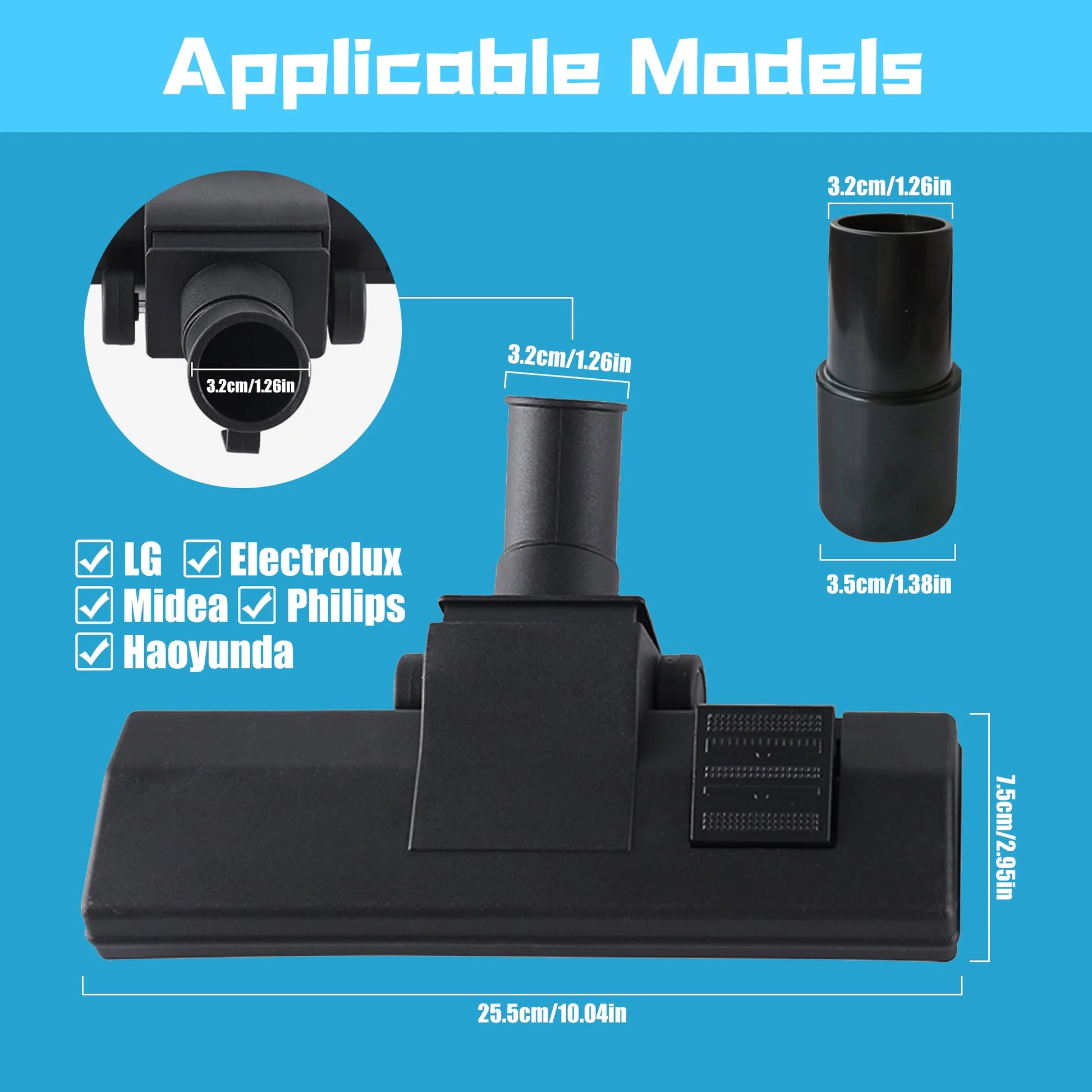 Universal Vacuum Cleaner Brush, 35/32 mm Floor Nozzle, Vacuum Cleaner Accessories, for AEG, Bosch, Siemens, Panasonic, Philips Beauty World Shop