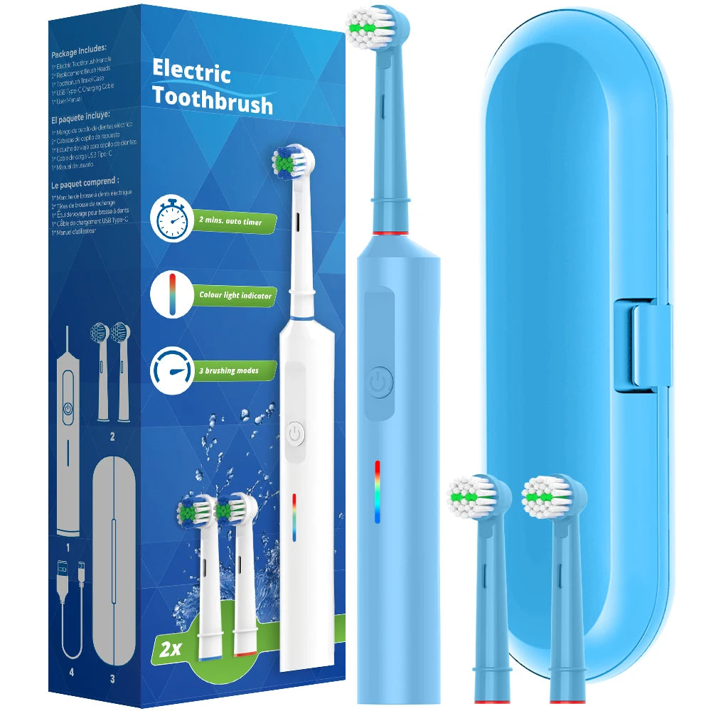 Intelligent Rotating Electric Toothbrush, Rechargeable Rotary Toothbrush Compatible with Oral B Replacement Electric Brush Heads Beauty World Shop