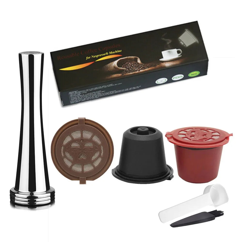 Reusable Coffee Capsule for Nespresso Machine with Stainless Filter Mesh Icafelas Refill Espresso Pod Kitchen Tamper Accessories Beauty World Shop