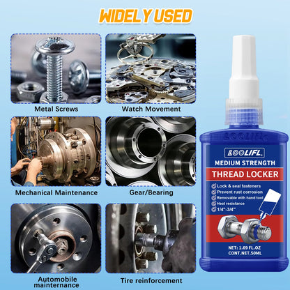 LOOLIFL Blue Thread Locker 243 Nuts-Bolts Locker, Screw Adhesive Lock Tight Seal Fasteners Anaerobic Curing Metal Glue,Rustproof Beauty World Shop