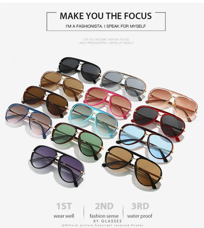 Trendy Oversized Pilot Sunglasses Women Men Vintage Retro Classic Designer Sun Glasses UV400 Protection Fashion Ladies Shades Beauty World Shop