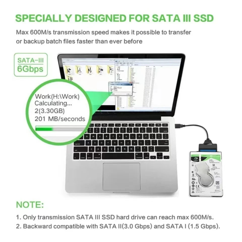 Sata To USB 3.0 Adapter Cable USB To SATA 3 Cable Support 22 Pin 2.5 Lnche External HDD SSD Hard Disk Computer Connector Fit Beauty World Shop