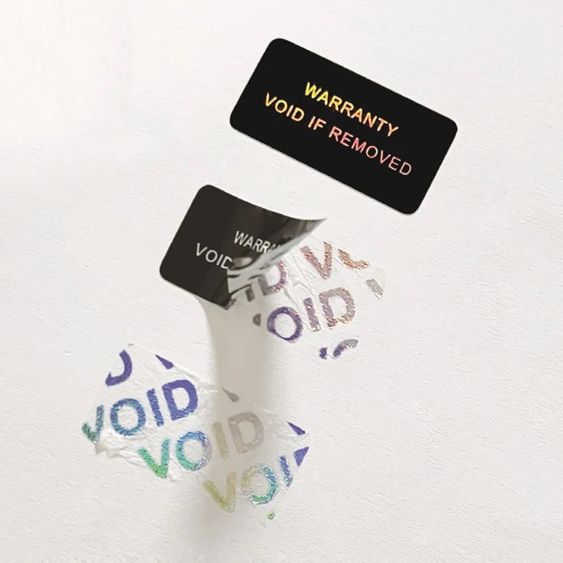 100Pcs Bar code warranty void stickers Dumb silver PET security labels with serial number waterproof tamper proof seal label Beauty World Shop