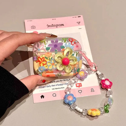 Luxury Summer Flower Earphone Case For AirPods 4 1 2 3 Pro 2021 Wireless Bluetooth Headset TPU Flower Protective Cover