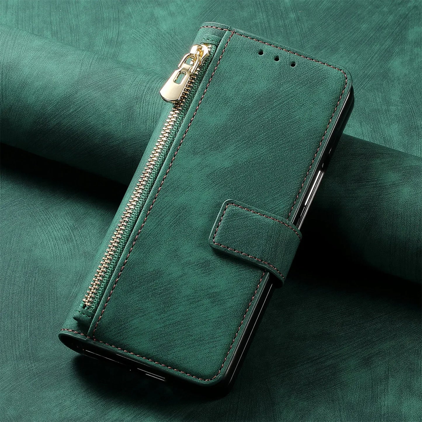2 in 1 Magnetic Zipper Cards Solt Wallet Leather Case For Samsung Galaxy Z Fold 8 ultra 7 6 5  Wireless Charging Bag Purse Cover Beauty World Shop