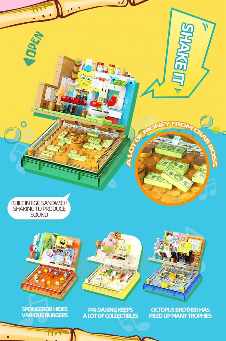 Spongebob Building Blocks Patrick Star Krusty Krab Squidward Tentacles Room Model Bricks Set Desktop Ornaments Kids Toys Gifts Beauty World Shop
