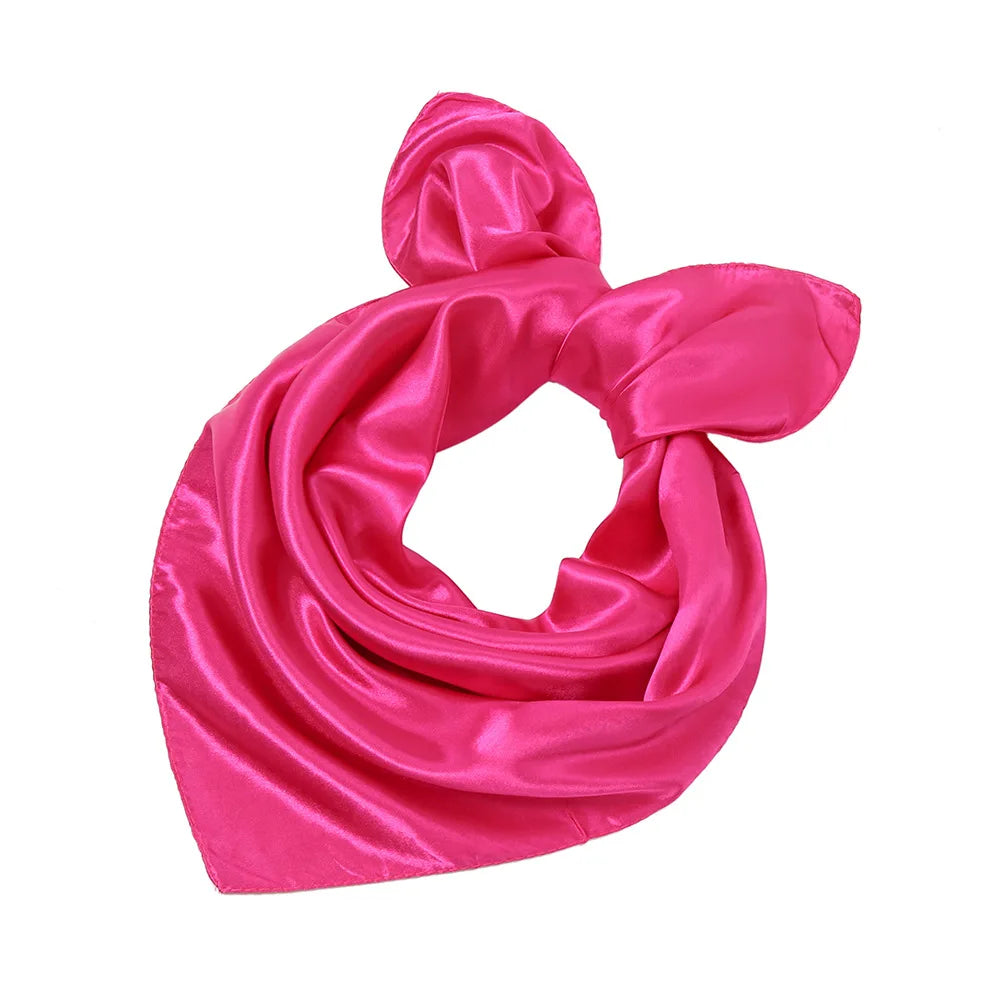 Women New Plain Satin Solid Color 60x60cm Square Scarf Girl Simulation Silk Performance Small Scarves Best Party Gift Beauty World Shop