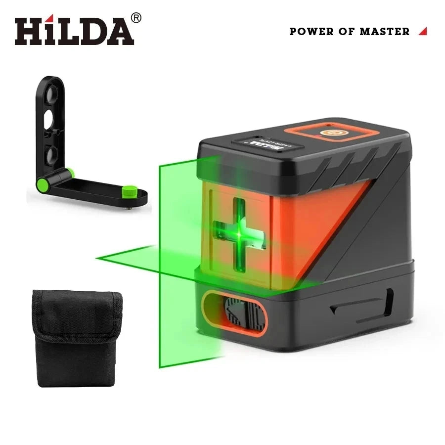 HILDA 2 Lines Laser Level Self Levelling Green Beams Laser Horizontal Vertical Cross Line Mini Laser Level Beauty World Shop
