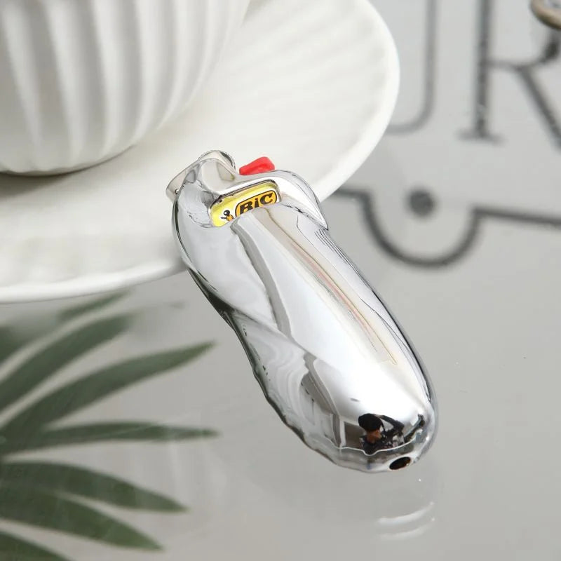Clearance_Shiny Zinc Alloy Chromed Metal Shell For Small Bic Lighter J5 J25 No Lighter_Continuous updates Beauty World Shop