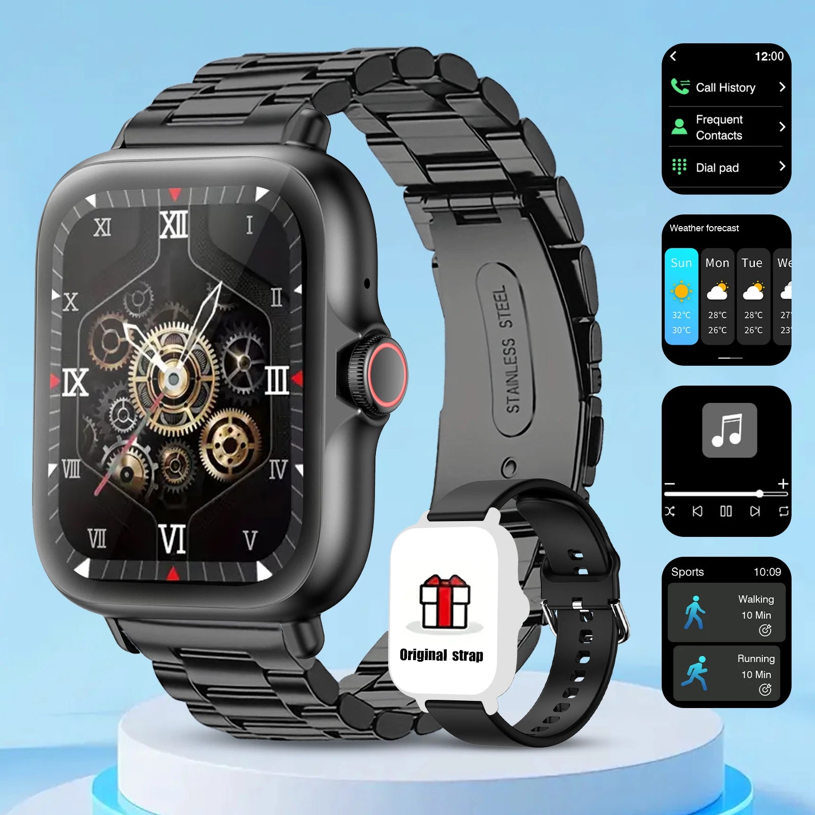 Smart watch with full touch screen, call, message reminder, music control and other functions, compatible with iPhone/android mo Beauty World Shop