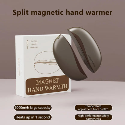 Hand Warmer Rechargeable Magnetic Design Electric Handwarmers 6000mah Split-type Skin-friendly Material Electric Heater Beauty World Shop