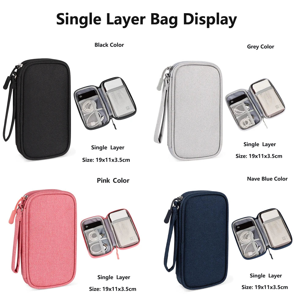 Data Cable Storage Bag Waterproof Portable Carry Case  Storage Bag Travel Organizer Bag for Cable Cord USB Charger Beauty World Shop