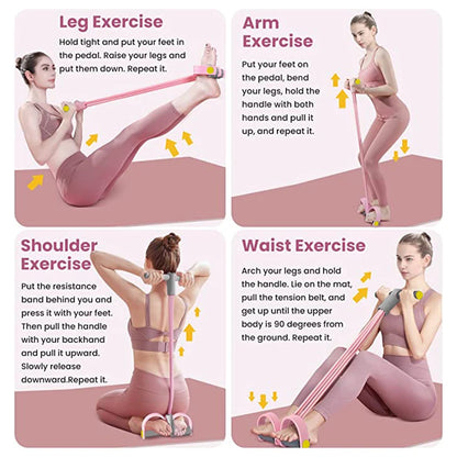 Resistance Bands 4-Tube Yoga Pedal Puller Resistance Band Elastic Pull Rope Fitness Equipment for Abdomen Waist Arm Training Beauty World Shop
