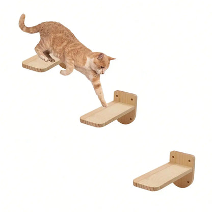 Cat Wall Hiding House Hammock Climbing Shelves Moon Perches Bed Ladder Solid Wood Steps For Activity Indoor Cats Wall Furniture Beauty World Shop