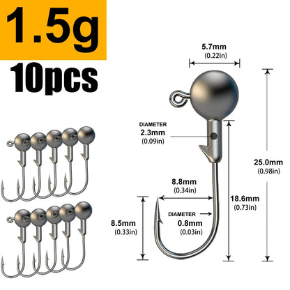JYJ 1g 2g 3g 4g 5g 10g 20g 22g 25g 28g crank Jig head hook fishing hook head Jig lure hard bait soft worm jig hook for fishing Beauty World Shop